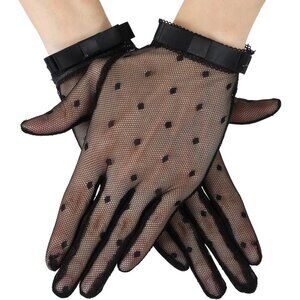 Women's Gothic Vintage Halloween Accessories Black Lace Mesh Gloves Costume